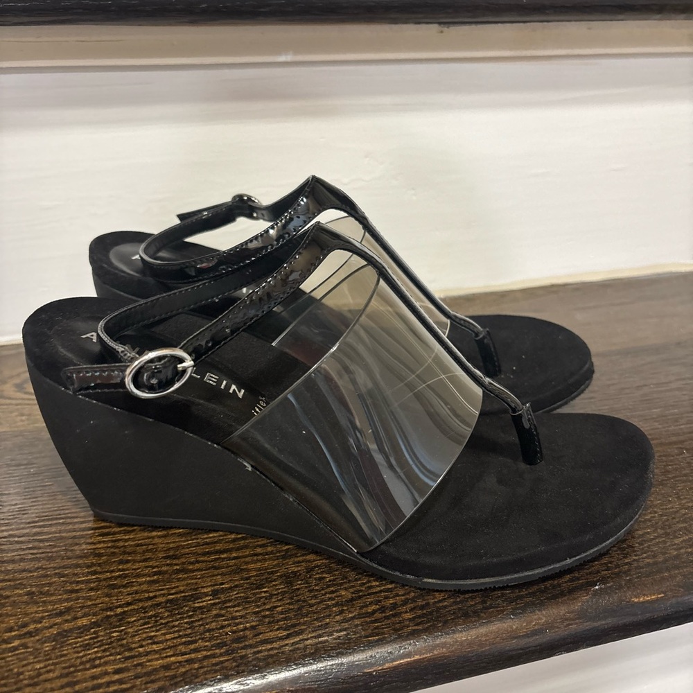 Calvin Klein Black Transparent Wedge Sandals